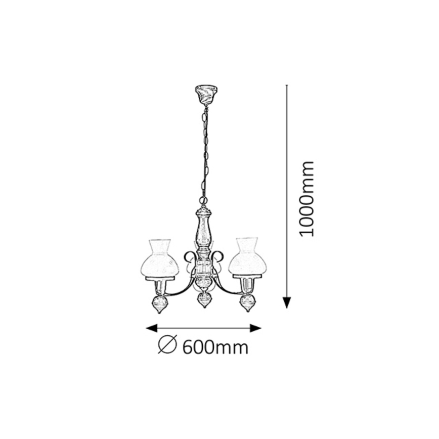Rabalux - Luster na reťazi 3xE27/60W/230V orech