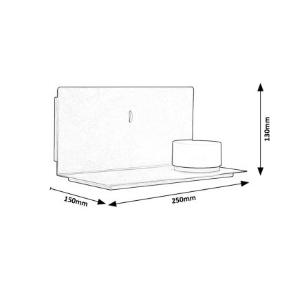 Rabalux - LED Nástenné svietidlo s poličkou a USB portom LED/6W/230V 3000K