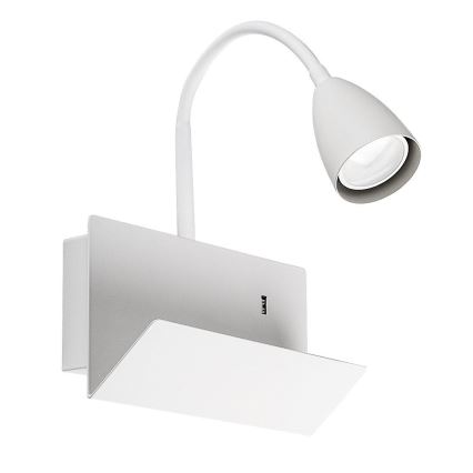 Rabalux - Nástenná lampa s poličkou a USB portom 1xGU10/25W/230V biela