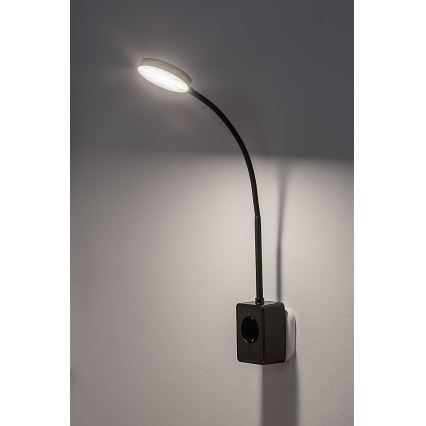 Rabalux - stmievateľná nástenná LED lampa LED/4W/230V so zásuvkovým USB portom 3000/4000/6000K čierna