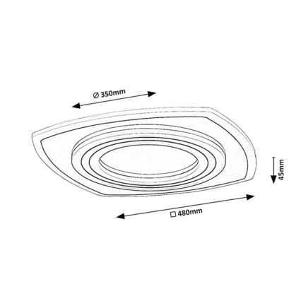 Rabalux - LED stmievateľné stropné svietidlo LED/60W/230V 3000/4000/6000K matný chróm/čierna + diaľkové ovládanie 48x48 cm
