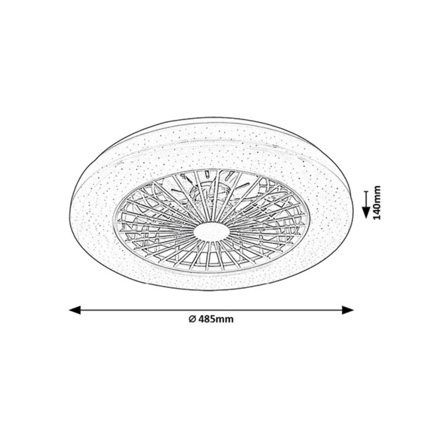 Rabalux - LED RGB Stmievaťelné stropné svietidlo s ventilátorom LED/48W/230V 3000-6500K + diaľkové ovládanie