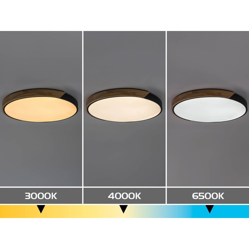 Rabalux - LED stropné svietidlo LED/42W/230V 3000/4000/6500K čierna/dub priemer 41 cm