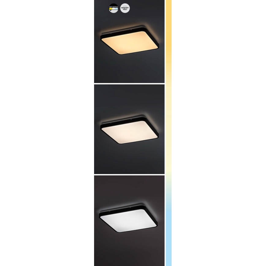Rabalux - LED Kúpeľňové stropné svietidlo LED/36W/230V 3000/4000/6000K IP44 42x42 cm čierna