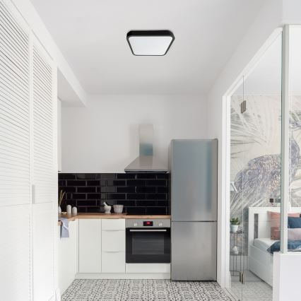 Rabalux - LED Stmievateľné kúpeľňové stropné svietidlo LED/36W/230V 3000-6000K IP44 42x42 cm čierna + diaľkové ovládanie