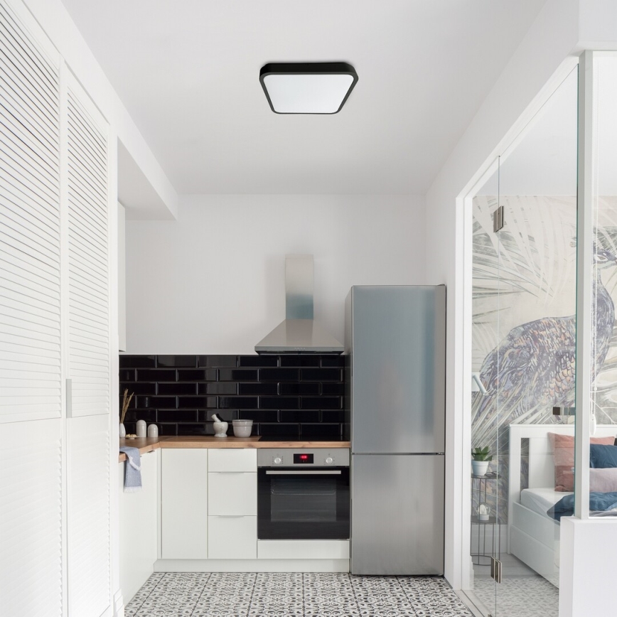 Rabalux - LED Stmievateľné kúpeľňové stropné svietidlo LED/36W/230V 3000-6000K IP44 42x42 cm čierna + diaľkové ovládanie
