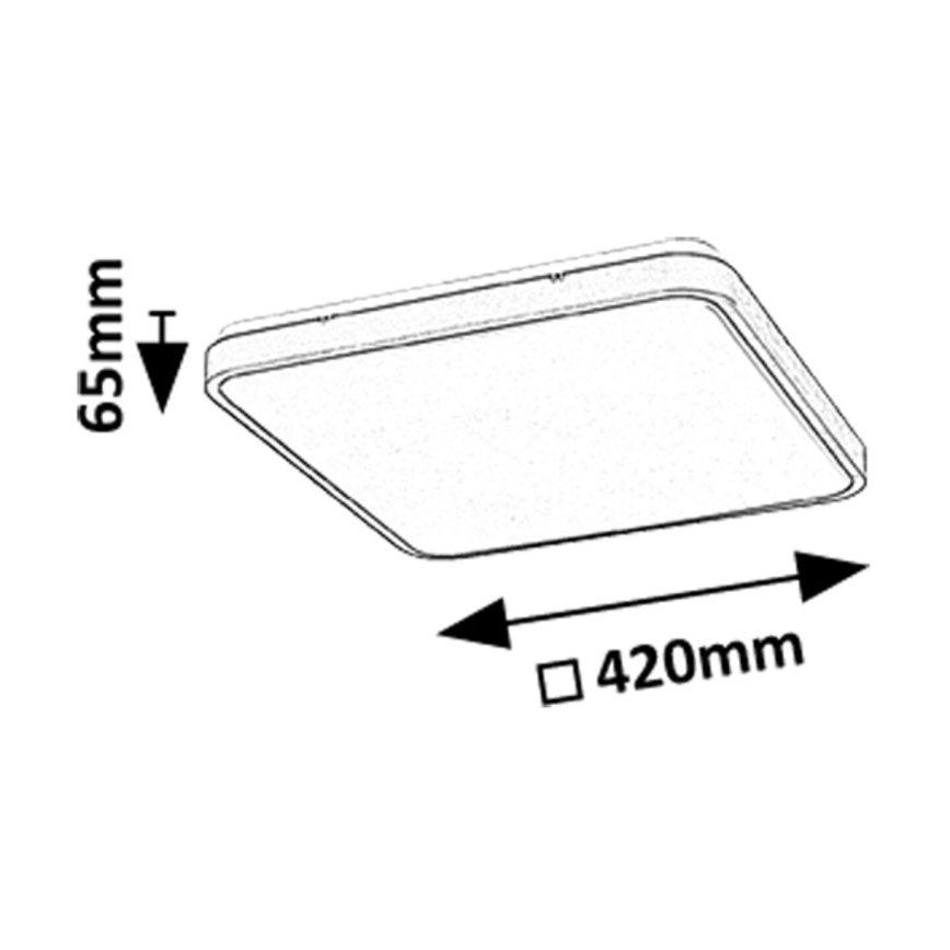 Rabalux - LED Stmievateľné kúpeľňové stropné svietidlo LED/36W/230V 3000-6000K IP44 42x42 cm čierna + diaľkové ovládanie