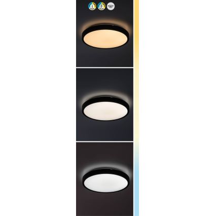 Rabalux - LED Stmievateľné kúpeľňové stropné svietidlo LED/24W/230V 3000-6000K IP44 pr. 35,5 cm čierna + diaľkové ovládanie
