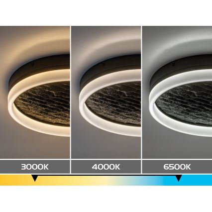 Rabalux - LED Stmievateľné stropné svietidlo LED/24W/230V 3000-6500K pr. 40 cm čierna + diaľkové ovládanie