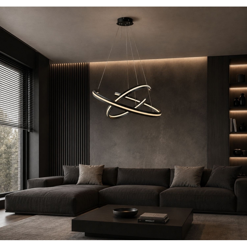 Rabalux - LED stmievateľný luster na lanku LED/80W/230V 3000-6500K čierna + diaľkové ovládanie