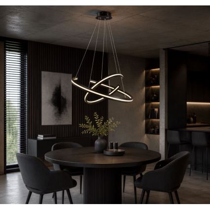 Rabalux - LED stmievateľný luster na lanku LED/80W/230V 3000-6500K čierna + diaľkové ovládanie