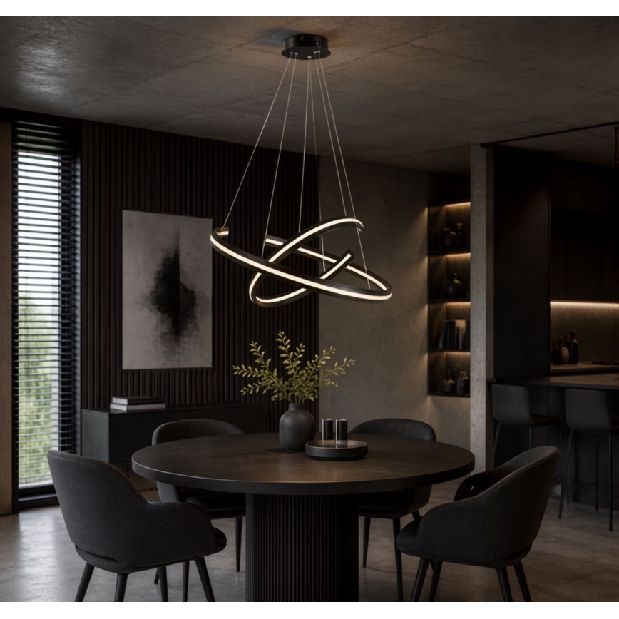 Rabalux - LED stmievateľný luster na lanku LED/80W/230V 3000-6500K čierna + diaľkové ovládanie