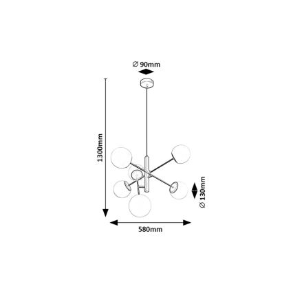 Rabalux - Luster na lanku 6xE14/20W/230V