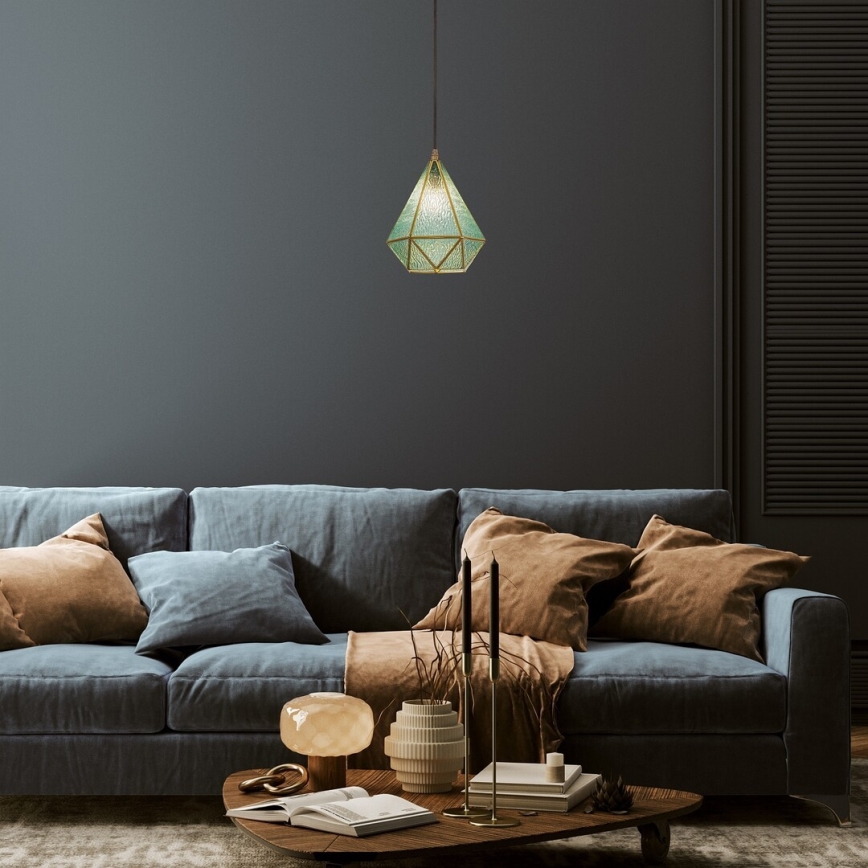 Rabalux - Tiffany vitrážový luster na lanku 1xE14/40W/230V modrá/zlatá