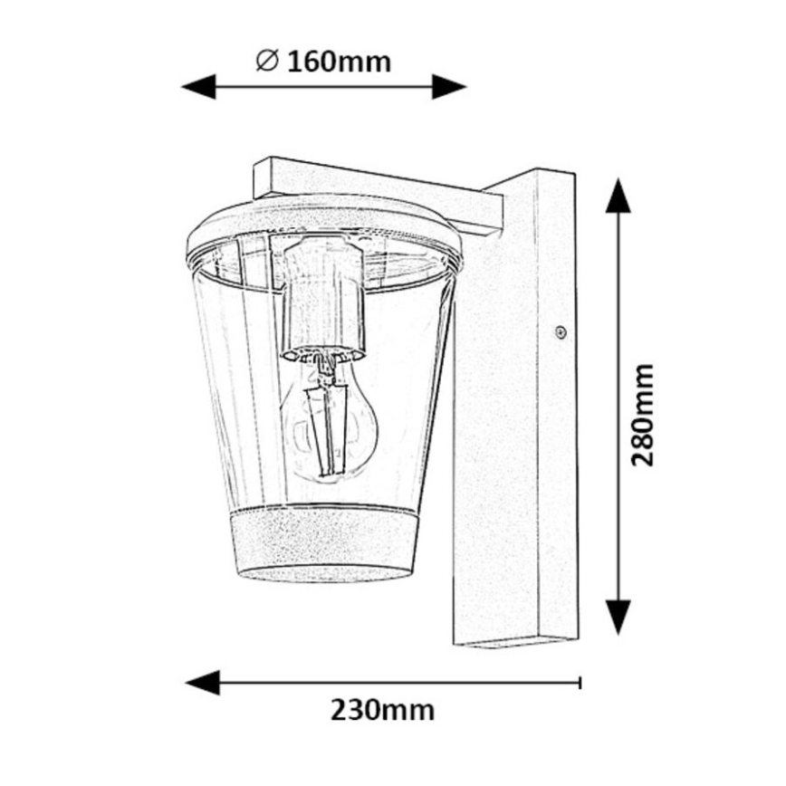 Rabalux - Vonkajšia nástenná lampa 1xE27/40W/230V IP44