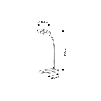 Rabalux - LED Stmievateľná dotyková stolná lampa s bezdrôtovým nabíjaním LED/5W/5V 2700-6000K čierna