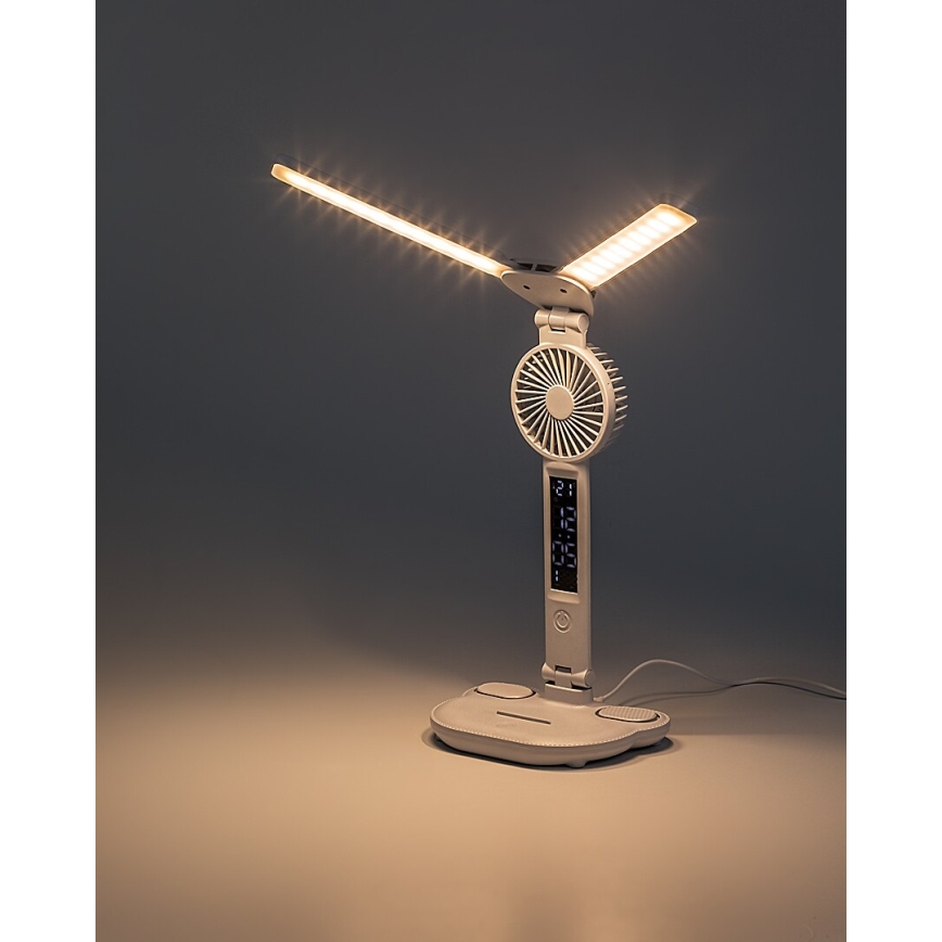 Rabalux - LED Stmievateľná stolná lampa s ventilátorom a displejom LED/7W/5V 3000/4000/6500K