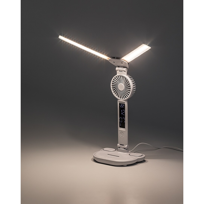 Rabalux - LED Stmievateľná stolná lampa s ventilátorom a displejom LED/7W/5V 3000/4000/6500K