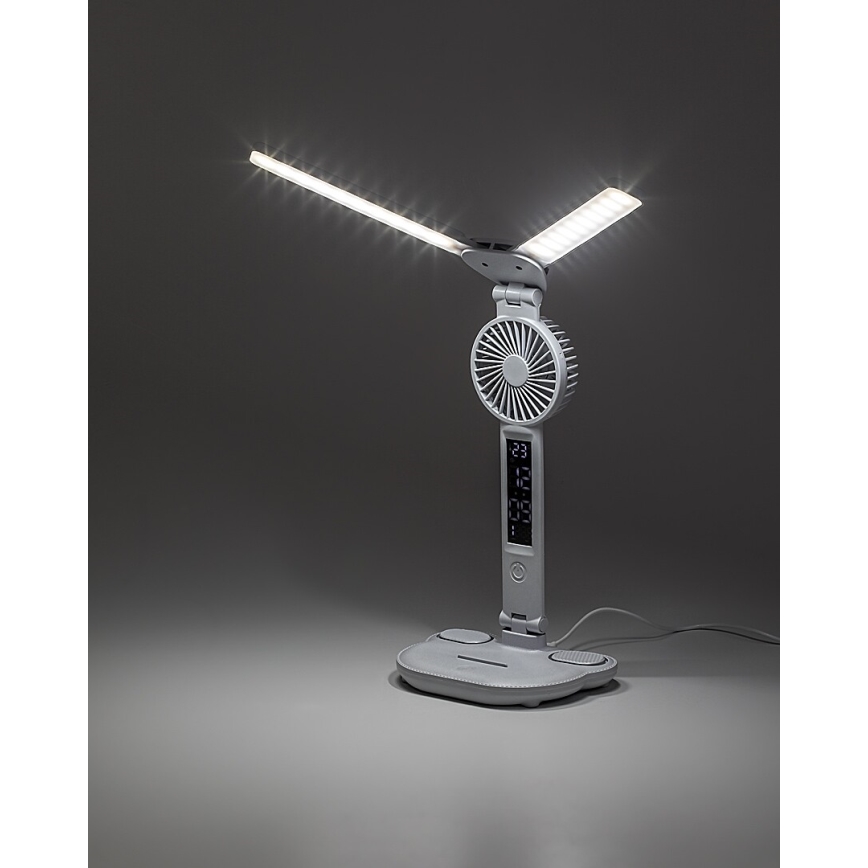 Rabalux - stmievateľná stolná LED lampa s ventilátorom a LED displejom/7W/5V 3000/4000/6500K
