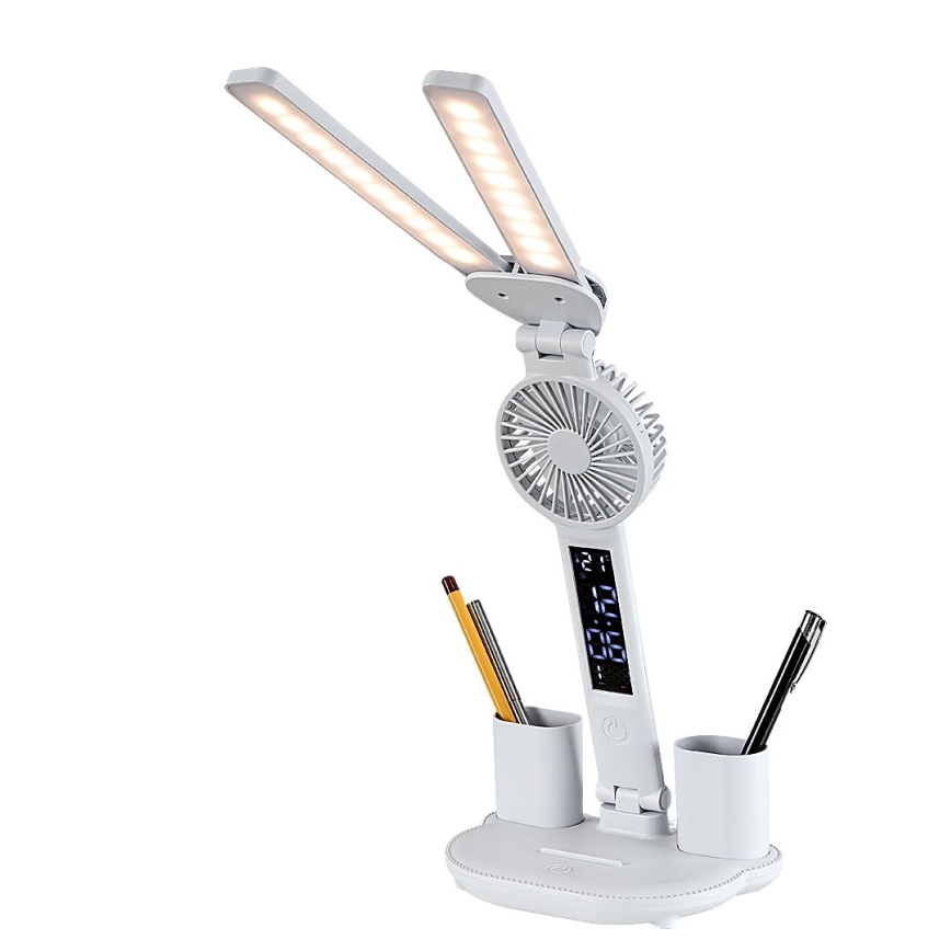 Rabalux - stmievateľná stolná LED lampa s ventilátorom a LED displejom/7W/5V 3000/4000/6500K
