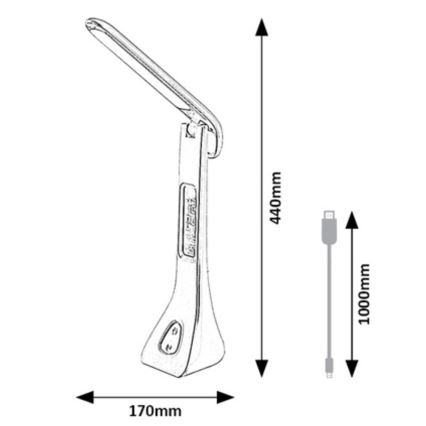 Rabalux - LED Stmievateľná stolná lampa s displejom LED/7W/5V 4000K biela