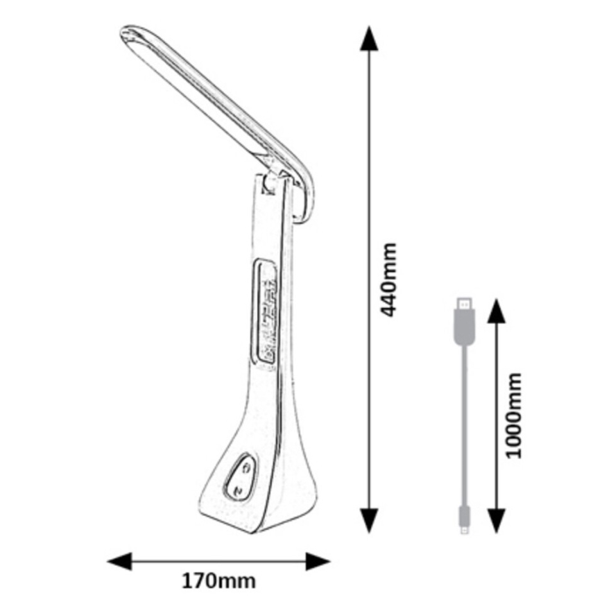 Rabalux - LED Stmievateľná stolná lampa s displejom LED/7W/5V 4000K biela
