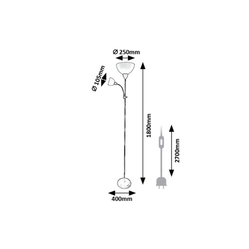 Rabalux - Stojacia lampa 1xE27/60W/230V + 1xE14/25W čierna