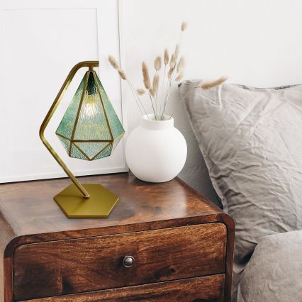 Rabalux - Tiffany vitrážová stolná lampa 1xE14/40W/230V zlatá/modrá