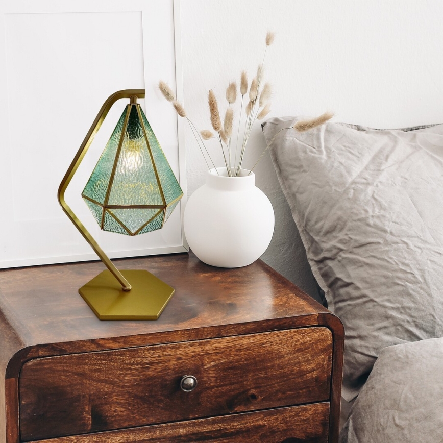 Rabalux - Tiffany vitrážová stolná lampa 1xE14/40W/230V zlatá/modrá