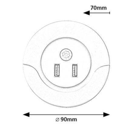 Rabalux - LED Nočné svetlo do zásuvky so senzorom 2xUSB LED/13,9W/230V 3000K