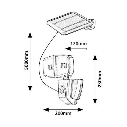 Rabalux - LED Solárny reflektor so senzorom LED/12W/3,7V IP44