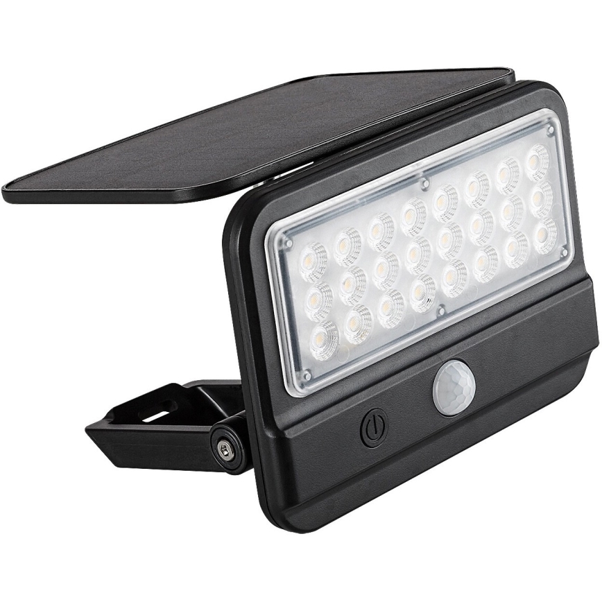 Rabalux - LED Solárne nástenné svietidlo so senzorom LED/7W/3,7V IP54 čierna 3000 mAh