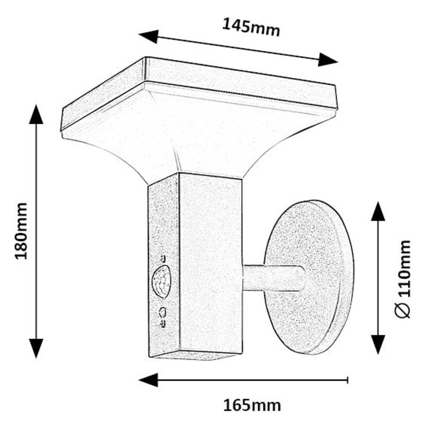 Rabalux - LED Solárne nástenné svietidlo so senzorom LED/4W/230V IP44 čierna