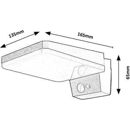 Rabalux - LED stmievateľné solárne nástenné svietidlo so senzorom LED/4,4W/3,7V IP54 čierna 2200 mAh