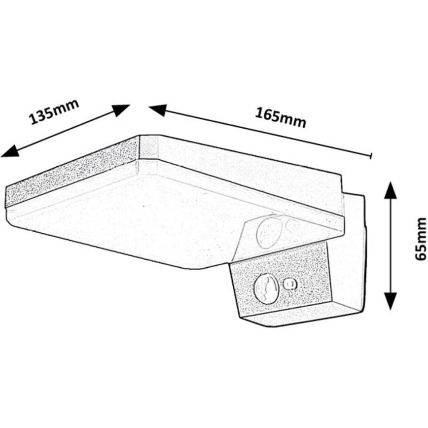 Rabalux - LED stmievateľné solárne nástenné svietidlo so senzorom LED/4,4W/3,7V IP54 čierna 2200 mAh