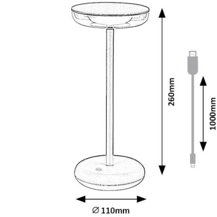 Rabalux - LED Stmievateľná nabíjacia vonkajšia lampa LED/6W/5V IP44 1800 mAh hnedá