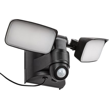 Rabalux - LED solárne nástenné flexibilné svietidlo so senzorom a externým panelom 2xLED/5W/3,7V IP54 čierna 600 mAh
