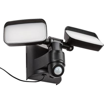 Rabalux - LED solárne nástenné flexibilné svietidlo so senzorom a externým panelom 2xLED/5W/3,7V IP54 čierna 600 mAh