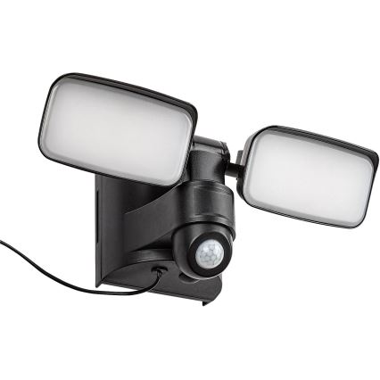 Rabalux - LED solárne nástenné flexibilné svietidlo so senzorom a externým panelom 2xLED/5W/3,7V IP54 čierna 600 mAh