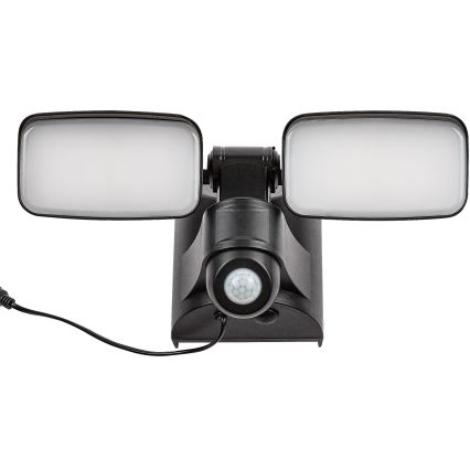 Rabalux - LED solárne nástenné flexibilné svietidlo so senzorom a externým panelom 2xLED/5W/3,7V IP54 čierna 600 mAh