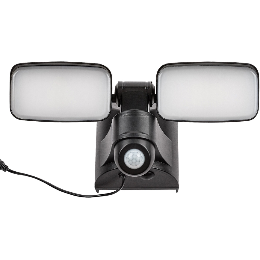 Rabalux - LED solárne nástenné flexibilné svietidlo so senzorom a externým panelom 2xLED/5W/3,7V IP54 čierna 600 mAh