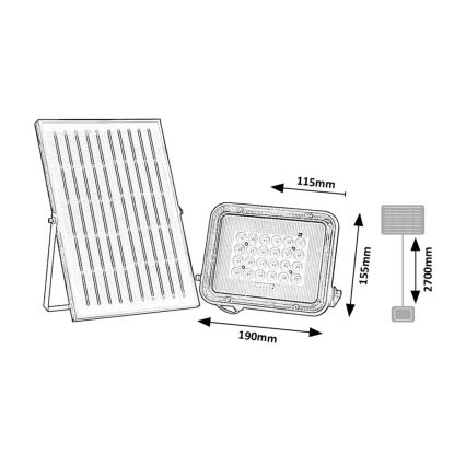 Rabalux - LED solárny reflektor LED/6,5W/3,2V 3000/4000/6500K 1000mAh IP65