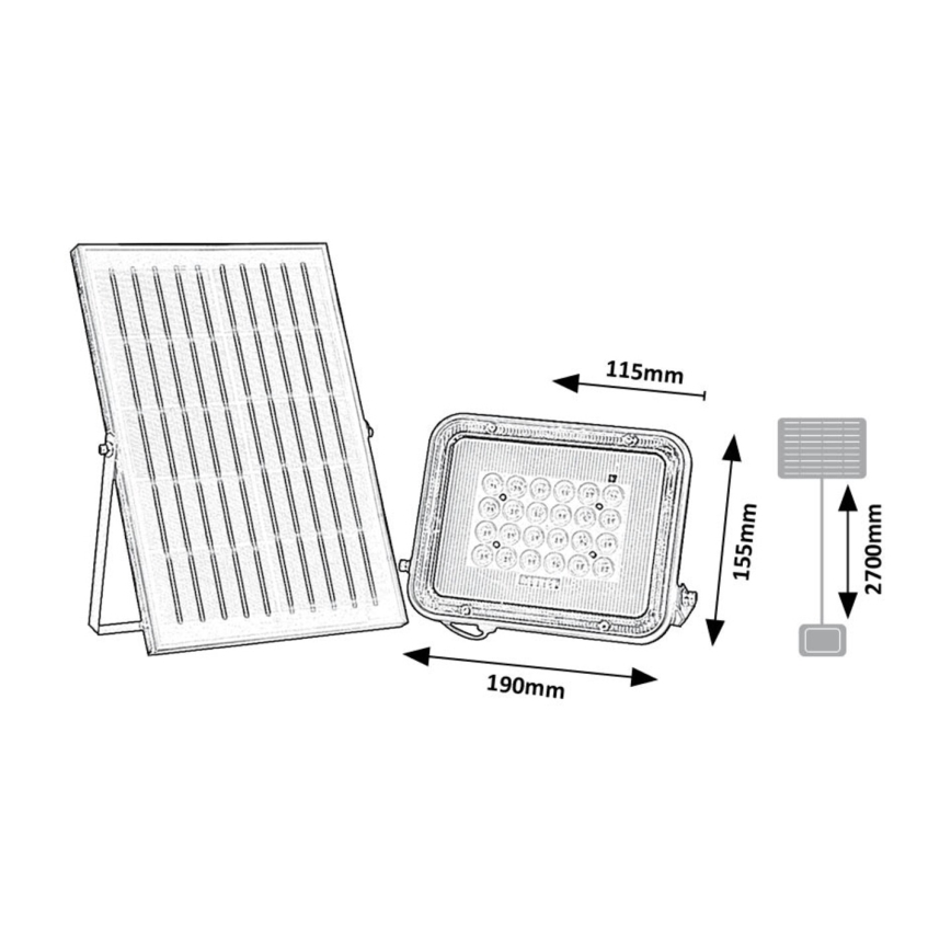 Rabalux - LED solárny reflektor LED/6,5W/3,2V 3000/4000/6500K 1000mAh IP65