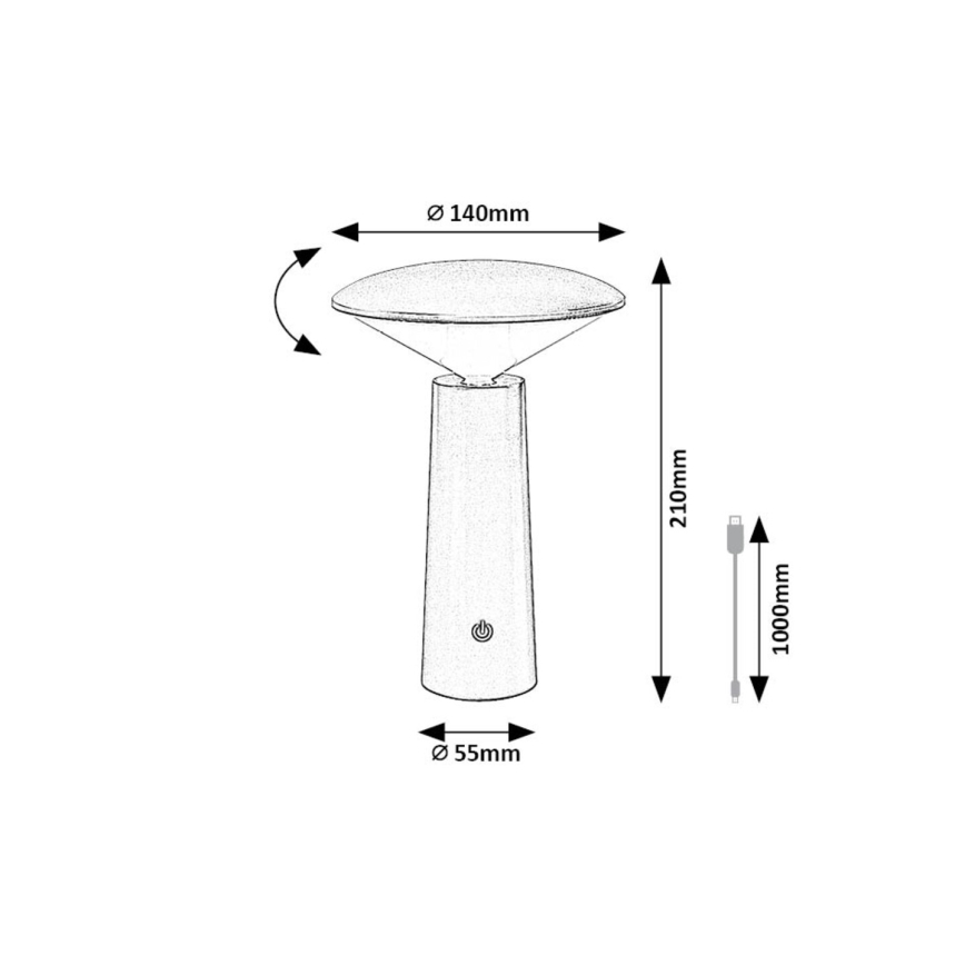 Rabalux - LED Stmievateľná nabíjacia dotyková stolná lampa POLPERRO LED/3W/3,7V 1200mAh biela