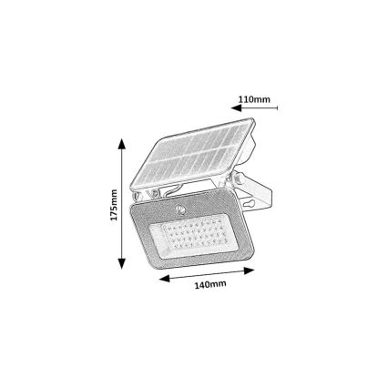 Rabalux - LED solárny reflektor so senzorom LED/6W/3,7V 3000/4000/6500K IP65 2200 mAh