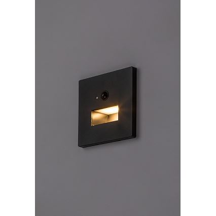 Rabalux - LED schodiskové svietidlo so snímačom pohybu a súmraku LED/1W/230V 3000/4500/6500K čierne