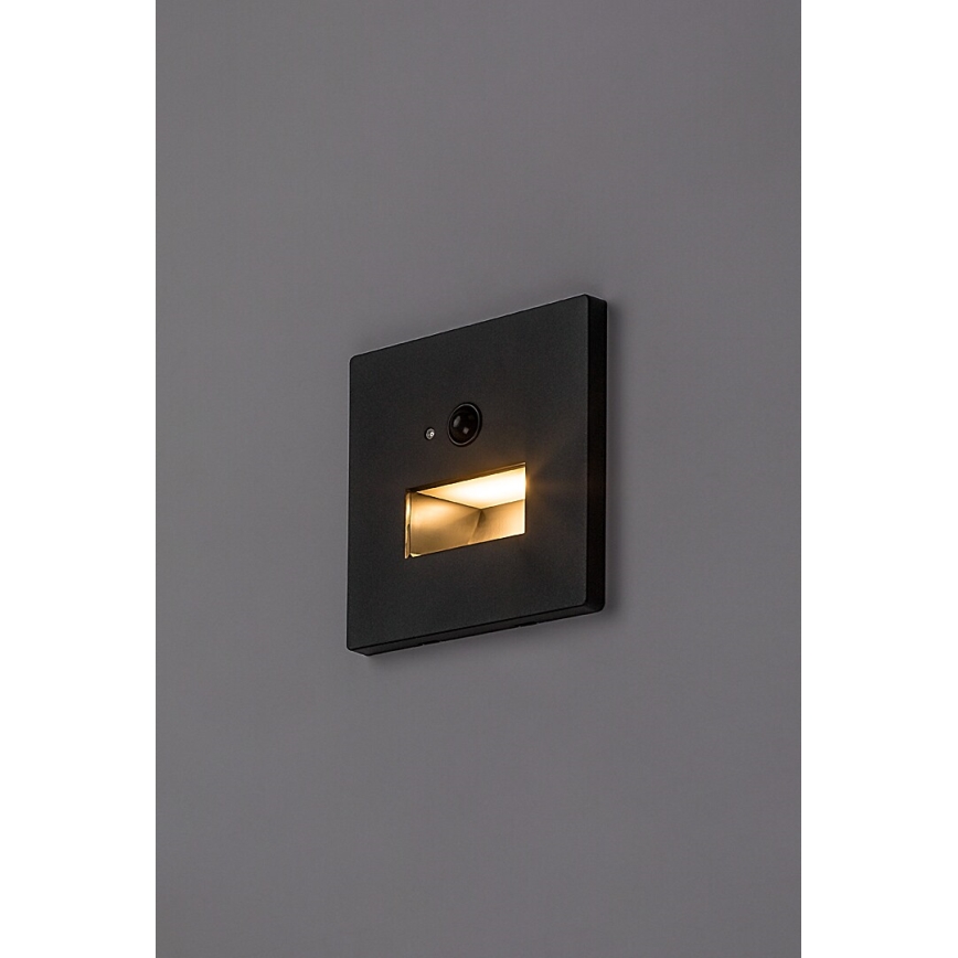 Rabalux - LED schodiskové svietidlo so snímačom pohybu a súmraku LED/1W/230V 3000/4500/6500K čierne