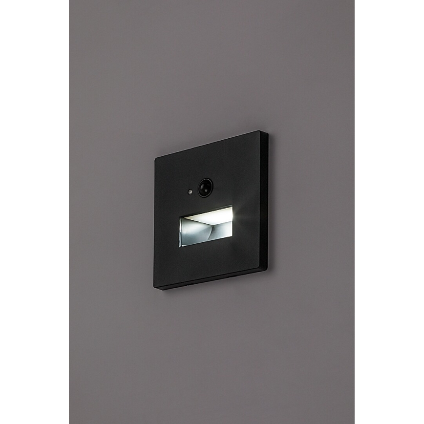 Rabalux - LED schodiskové svietidlo so snímačom pohybu a súmraku LED/1W/230V 3000/4500/6500K čierne