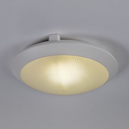 Rabalux - Vonkajšie stropné svietidlo so snímačom pohybu 1xE27/9W/230V IP65 pr. 30 cm biela