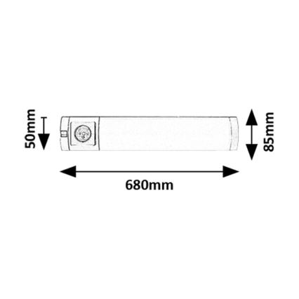 Rabalux - LED Podlinkové svietidlo so zásuvkou LED/8W/230V 4000K 68 cm strieborná